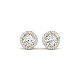 1 Carat Each Round Diamonds Halo Studs