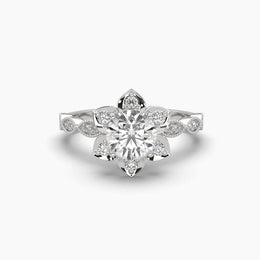 1 Carat Solitaire Flower Diamond Ring