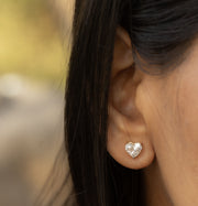 1 Carat Solitaire Heart Diamond Studs