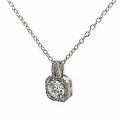 1.03 Carat Solitaire Round Diamond Halo  Pendant