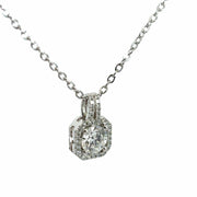 1.03 Carat Solitaire Round Diamond Halo  Pendant