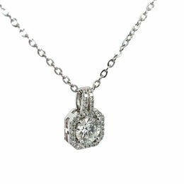 1.03 Carat Solitaire Round Diamond Halo  Pendant