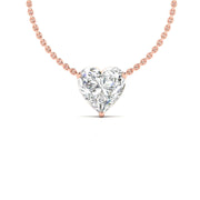 2 Carat Solitaire Heart Shape Diamond Chain Pendant