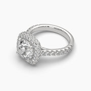 2.25 Carat Pavé Band Halo Solitaire Ring