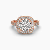2.25 Carat Pavé Band Halo Solitaire Ring