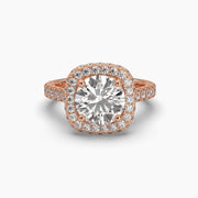 2.25 Carat Pavé Band Halo Solitaire Ring