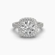 2.25 Carat Pavé Band Halo Solitaire Ring
