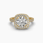 2.25 Carat Pavé Band Halo Solitaire Ring
