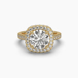 2.25 Carat Pavé Band Halo Solitaire Ring