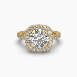 2.25 Carat Pavé Band Halo Solitaire Ring