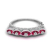 Exquisite Oval-Stone Diamond Bangle