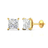 2.51 Carat Each Princess Cut Diamonds Studs