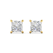2.51 Carat Each Princess Cut Diamonds Studs