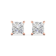 2.51 Carat Each Princess Cut Diamonds Studs