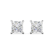 2.51 Carat Each Princess Cut Diamonds Studs