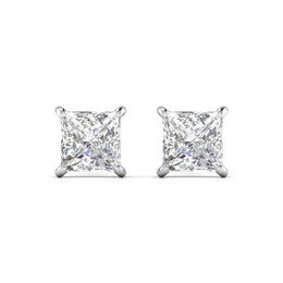 2.51 Carat Each Princess Cut Diamonds Studs