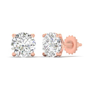 2 Carat Each Round Diamonds Studs