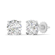 2 Carat Each Round Diamonds Studs