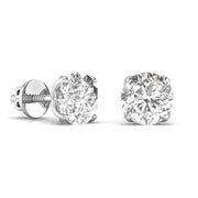 2.5 Carat Each Double Prong  Round Shape Studs