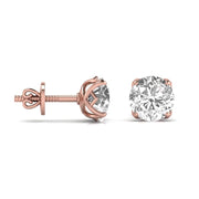 2.5 Carat Each Double Prong  Round Shape Studs