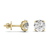 2.5 Carat Each Double Prong  Round Shape Studs