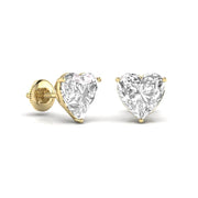 3 Carat Each Heart Shape Diamond Studs
