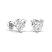 3 Carat Each Heart Shape Diamond Studs
