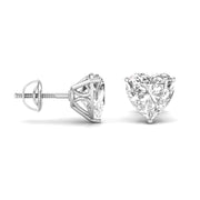 3 Carat Each Heart Shape Diamond Studs