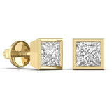 3 Carat Princess Shape Solitaire Diamond Studs