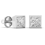 3 Carat Princess Shape Solitaire Diamond Studs