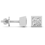3 Carat Princess Shape Solitaire Diamond Studs