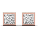 3 Carat Princess Shape Solitaire Diamond Studs