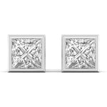 3 Carat Princess Shape Solitaire Diamond Studs