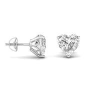 3 Carat Each Heart Shape Solitaire Diamond Earrings
