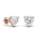 3 Carat Each Heart Shape Solitaire Diamond Earrings