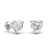 3 Carat Each Heart Shape Solitaire Diamond Earrings