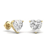 3 Carat Each Heart Shape Solitaire Diamond Earrings