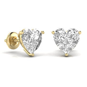 2.5 Carat Each Heart Shape Solitaire Diamond Studs