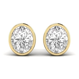 3 Carat Each Oval Shape Bezel Studs