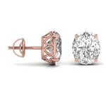 3 Carat Each Oval Shape Solitaire Diamond Studs