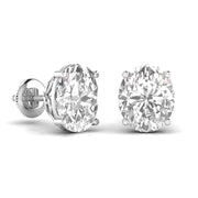 3 Carats Each Oval Shape Solitaire Diamond Earrings
