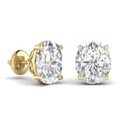 3 Carats Each Oval Shape Solitaire Diamond Earrings