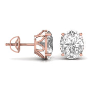 3 Carats Each Oval Shape Solitaire Diamond Earrings