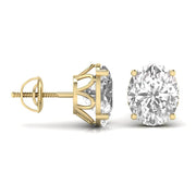 3 Carats Each Oval Shape Solitaire Diamond Earrings