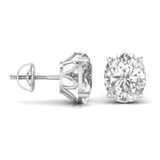 3 Carats Each Oval Shape Solitaire Diamond Earrings