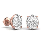 3 Carats Each Oval Shape Solitaire Diamond Earrings