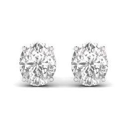 3 Carats Each Oval Shape Solitaire Diamond Earrings
