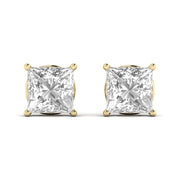 3 Carat Each Princess Shape Solitaire Earrings