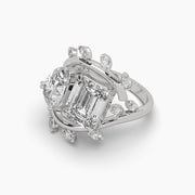 Toi Et Moi (Pear & Emerald) Solitaire Vine Diamond Ring
