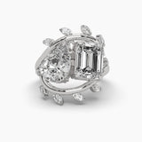 Toi Et Moi (Pear & Emerald) Solitaire Vine Diamond Ring